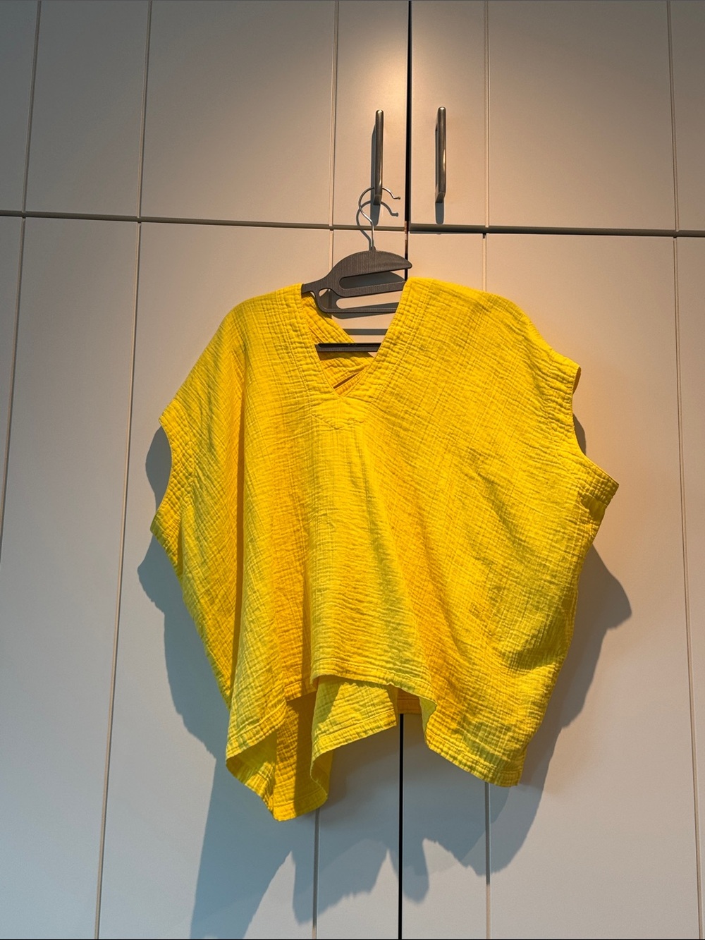 Bright Yellow V-Neck Gauze Tunic Top